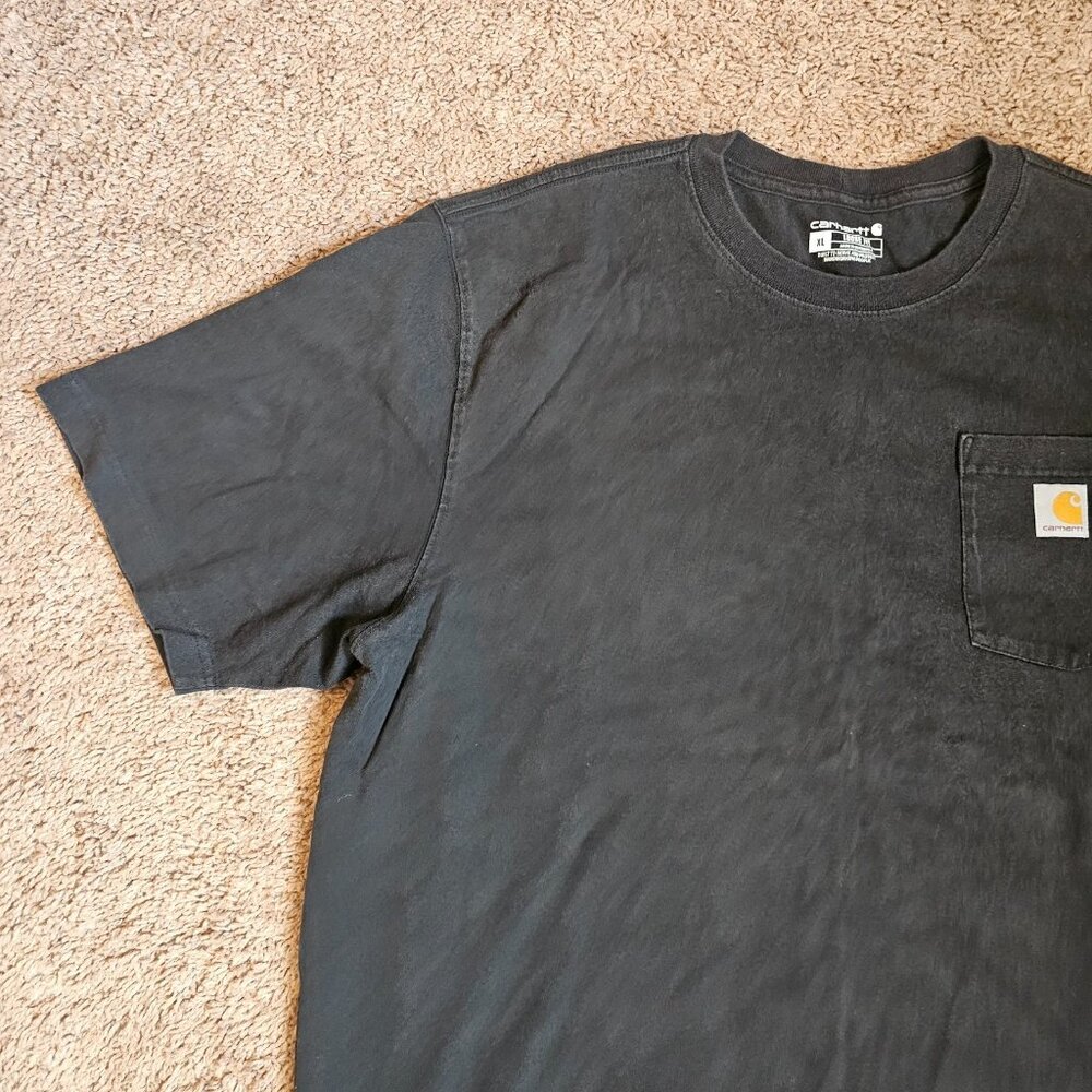 Carhartt Shirt Mens XL Black Pocket Relaxed Fit Loose Original Crewneck Read - Picture 8 of 12
